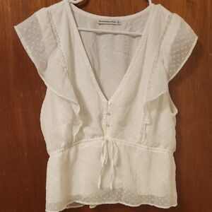 Abercrombie & Fitch Cream Ruffle Blouse
